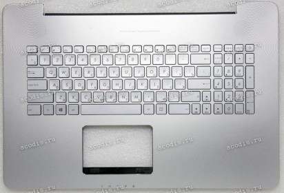 Keyboard Asus N752VX-1A серебристый металлик, русифицированная, подсветка (90NB0AY1-R30200) + Topcase