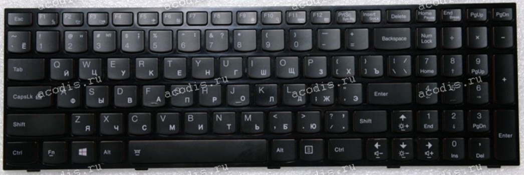 Keyboard Lenovo IdeaPad Y500 чёрная с красной подсветкой, русифицированная  (25205449, PK130RR2A05, Y590-RU, HMB3354TLA12, 25205419, MP-12B53SUJ686)