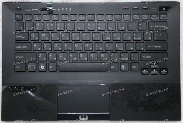 Keyboard Sony VPC-SB1 чёрный, матовая, русифицированная (A1844047E, 045-0011-129, 9Z.N6BLF.101)+Topcase