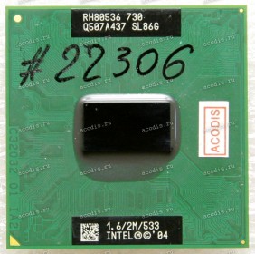 Процессор Socket 479/FC-µPGA Intel Pentium M 730 (p/n: SL86G) (1.60GHz=133MHz x 12, 2MB