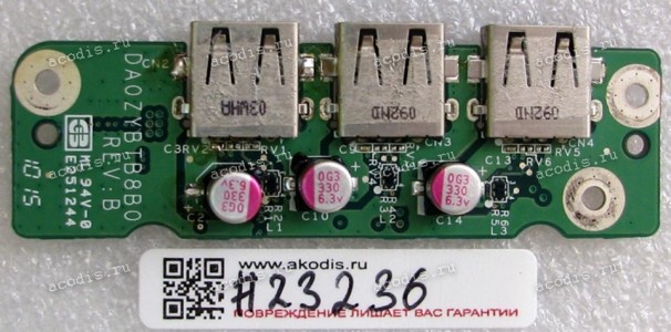 USB board Acer Aspire 7745, 7745G, 7745Z, Packard Bell EasyNote LX86 (p/n: 55.PUM07.004, DA0ZYBTB8B0 REV: B)