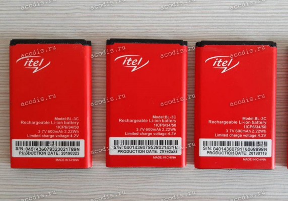 АКБ Digma Linx A105, ITEL IT2163 (3.7V 600mAh 2.22Wh 1ICP6/34/50) BL-3C, new ориг