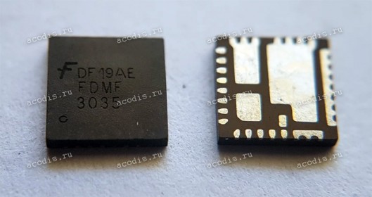 Микросхема ON Semiconductor FDMF3035, FDMF3035CT-ND полный аналог Vishay Siliconix SIC632 (QFN-31, PQFN31 55, 0.5P, CASE 483BR, SCALE 2.5:1)