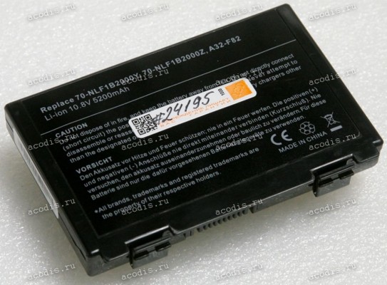 АКБ Asus F82, F83, K40, K50, K60, K61, K70, P50, P81, X5, X65, X8, X66, X5DIJ 5200mAh (A32-F82, A31-F82, А32-F52) replace