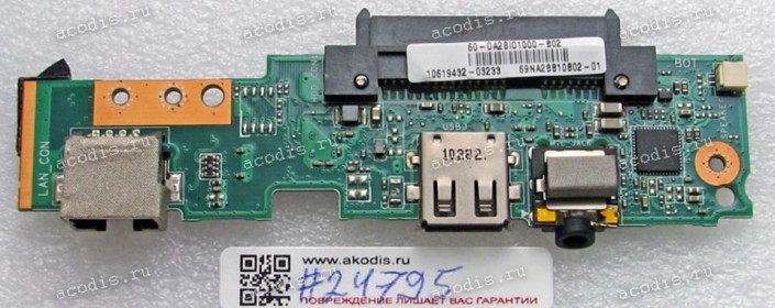 USB & Audio & RJ45 board Asus Eee PC 1001PX (p/n 90R-OA2BIO1000Q)