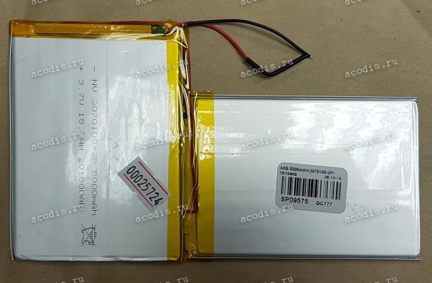 АКБ Digma Optima 1022N TS1184MG (SP09575, 3,7v, 5000mAh, 2 pin, 3070100-2P), new