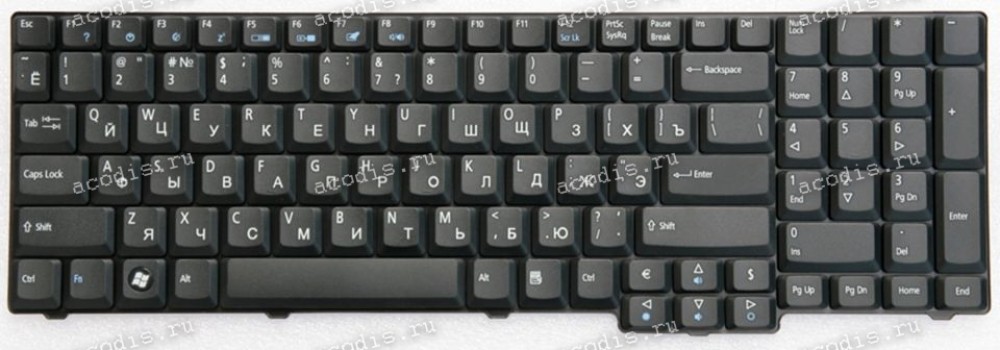 Keyboard Acer Aspire 7520  чёрная, матовая русифицированная (MP-07A53SU-920, AEZR6700110, ZR6)