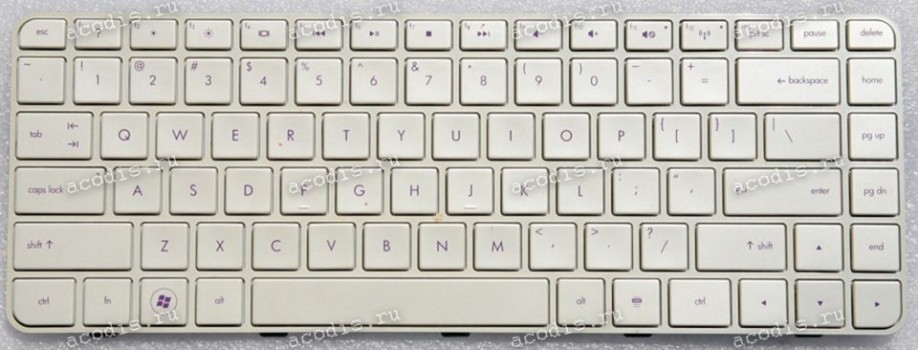Keyboard HP Compaq dm4-1000, dv5-2000  белая глянцевая, нерусифицированная (624578-001, NSK-HTCUV, 9Z.N4FUV.C01)