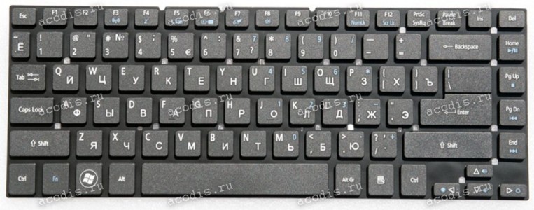 Keyboard Acer Aspire 3830, 3830G, 3830T, 3830TG, 4830, 4830G, 4830T, 4830TG, 4755, 4755G чёрная, матовая русифицированная (PK130IO1B08, V121602ES2, PK130IO4C04, V121602CS1)