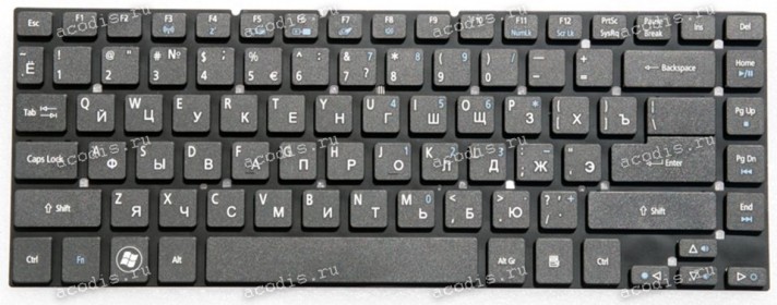 Keyboard Acer Aspire 3830, 3830G, 3830T, 3830TG, 4830, 4830G, 4830T, 4830TG, 4755, 4755G чёрная, матовая русифицированная (PK130IO1B08, V121602ES2, PK130IO4C04, V121602CS1)