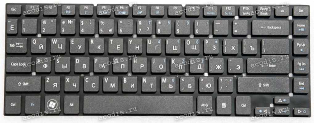 Keyboard Acer Aspire 3830, 3830G, 3830T, 3830TG, 4830, 4830G, 4830T, 4830TG, 4755, 4755G чёрная, матовая русифицированная (PK130IO1B08, V121602ES2, PK130IO4C04, V121602CS1)
