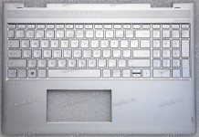 Keyboard HP Envy x360 15 (15-bp0xx through 15-bp1xx), 15m (15m-bp0xx through 15m-bp1xx) серебристая в серебристом топкейсе русифицированная с подсветкой (924353-251, 934640-251, 46M.0BXCS.0011, 460.0BX05.0001, 490.0BX07.0L0R, 920216-251, SG-86910-XAA, SN8