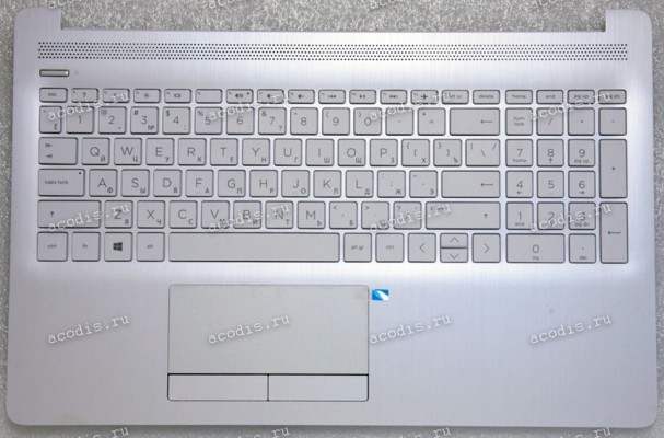 Keyboard HP 250 G7, 255 G7 15-DA, 15-DB, 15-DR, 15G-DR, 15T-DA, 15T-DB, 15Z-DA, 15Z-DB серебристая в серебристом топкейсе русифицированная (L24639-251, L20388-251, AM29M000100, V162602WS1, PK1329I5B05, 920-003388-02, TM-03320-003) +Topcase original HP Top