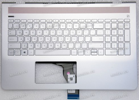 Keyboard HP Pavilion 15-CC (15-cc100 through 15-cc199 and 15-cc600 through 15-cc699,  15-cc500 through 15-cc599 and 15-cc700 through 15-cc799) серебристая в серебристом топкейсе красная  решётка русифицированная (929868-251, TFQ37G76TP503AKD236, GHN46G76T