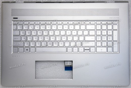 Keyboard HP Envy 17-AE серебристая в серебристом топкейсе с подсветкой русифицированная (925477-251, TCARG100CSJA40AARI, 6070B1167201, 6051B1167901, 8082312, 921869-251, SN9161BLSG-87100-XAA, 6037B0131922, 925477-251, 822-43605-00A) +Topcase original Palm