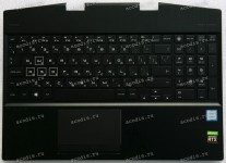 Keyboard HP Omen 5 Air 15-dh TPN-C143 чёрная матовая русифицированная с подсветкой (SPS - L57320-001, AM2JZ000710, AM2JZ000430, PK37B00SV00-TIC2, 9Z.NF3BC.20R, PK132JZ1B05, L50880-251)+Topcase