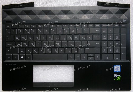 Keyboard HP Pavilion Gaming 15-CX чёрная матовая, русифицированная c подсветкой (AM28B000E00, AM28B000800, AM28B000810, AP28B000400, AM28B000300, V162602NS1, PK1328B3A05,  PK1328B2D05, PK1328B2B05, 7J19A0, 2B-BBQ16C24B, L20671-251, L21862-251)+Topcase