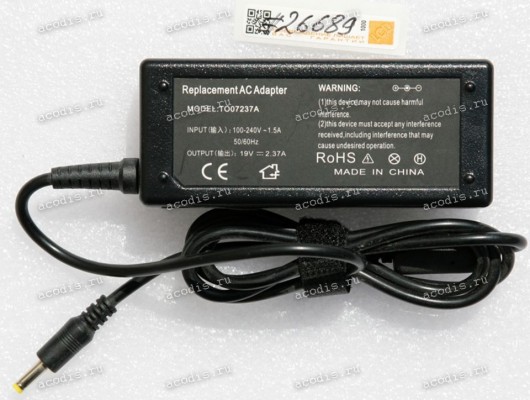 БП Acer, Asus, Dell, DEPO, Hasee, HP/Compaq, Lenovo/IBM, Toshiba, XiaoMi - 19V 2.37A 45W 4.0x1.7mm (TO07237A)