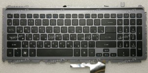 Keyboard Acer Aspire M3-581TG чёрная матовая на сером, русифицированная (MP-11F53SU-528, 0KN0-762RU12121)