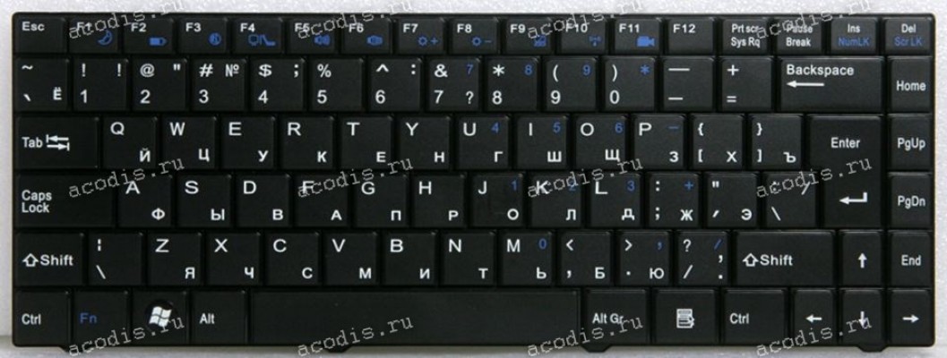Keyboard Advent ROMA C900, 1000, 1001, 2000, 2001, 3000, 4000, GigaByte E1500 (V021928AK3, 71GI50242-00, 71AI50082-10, 71GI50452-00) чёрная матовая русифицированная