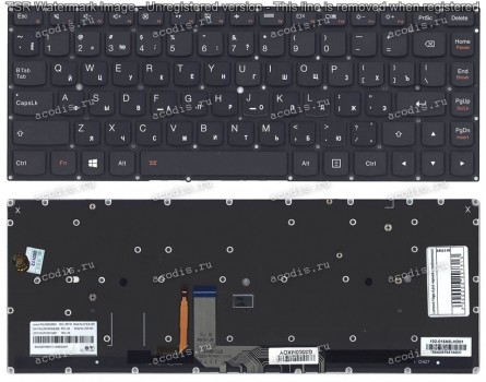 Keyboard Lenovo 900-13ISK, 900-13ISK2, 900S-13ISK2, Yoga 4 Pro, Yoga 900 с подсветкой (SN20H56001, PK130YV3A07, LCM15A5, VB-056071, 102-015A5LHD01) (Black/Matte/RUO) чёрная матовая русифицированная