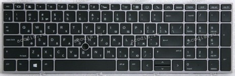Keyboard HP ZBook 15 G5, 15 G6, 17 G5, 17 G6 (L29635-251, L12765-251, CNYAEXW27011109030KK7, HPM17H63SUJ920) русифицированная чёрная матовая в серебристой рамке с подсветкой
