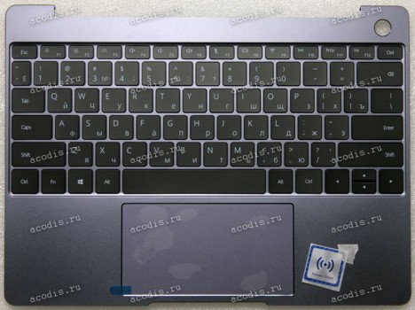 Keyboard Huawei Honor MateBook 13 AMD HN-W19R тёмно-серая, русифицированная (02353QTY, 9Z.NEWBH.00R, NSK-350BQ, 6K+NEW1L.00A, API08KA01YD, SB963C-12H0HM L)+Topcase