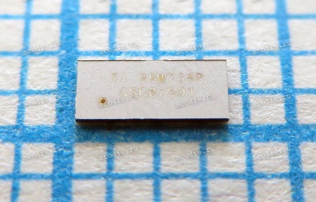 Микросхема Texas Instruments CSD87501L 10-XFLGA 30-V, N channel NexFET™ power MOSFET, dual common drain LGA, 5.5 mOhm, gate ESD protection, Case X4-DSN3415-10 3.37 mm × 1.47 mm Land Grid Array Package
