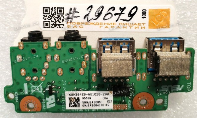 Audio & USB Board Asus N56JN, N56V(p/n: 60NB04Z0-AU1020-200, 3NNJ8AB0060)