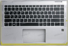 Keyboard HP EliteBook x360 1040 G4, x360 1040 G5, x360 1040 G6 (L66882-251, 6070B1611001, 6037B0158922, 2H-BAZRUI64312, L41041-251, 6037B0149022, 6070B16I1001, L41040-251, 6037B0149122, 2B-BAZ16I600, 2B-BAZ161600)+Topcase чёрная матовая в серебристом топк