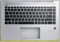 Keyboard HP EliteBook 1040 G4 (L02267-251, PMXAEY0G700020140000L, 2B-BAZ16Q100)+Topcase чёрная матовая в серебристом топкейсе русифицированная с подсветкой