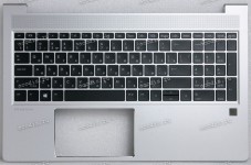 Keyboard HP ProBook 15 450 G8 (M21742-251, SG-A4310-XAA, SIKAEX8Q7032101120062, SN6195BL)+Topcase чёрная матовая в серебристом топкейсе русифицированная с подсветкой