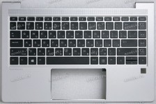 Keyboard HP ProBook 440 G8, 445 G8 (M23770-251, DD2171, SP5CD12700PL, 4BX8QTATPB0)+Topcase чёрная матовая в серебристом топкейсе русифицированная БЕЗ подсветки