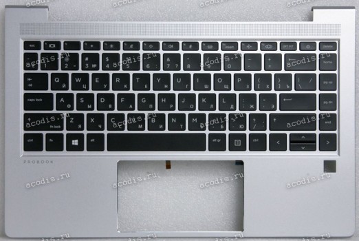 Keyboard HP ProBook 440 G8, 445 G8 (M23769-251)+Topcase чёрная матовая в серебристом топкейсе русифицированная С подсветкой