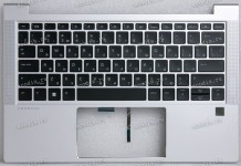 Keyboard HP ProBook 430 G8 (M24295-251, SIKAEX8P704110147001F, SG-B2810-XAA)+Topcase чёрная матовая в серебристом топкейсе русифицированная с подсветкой
