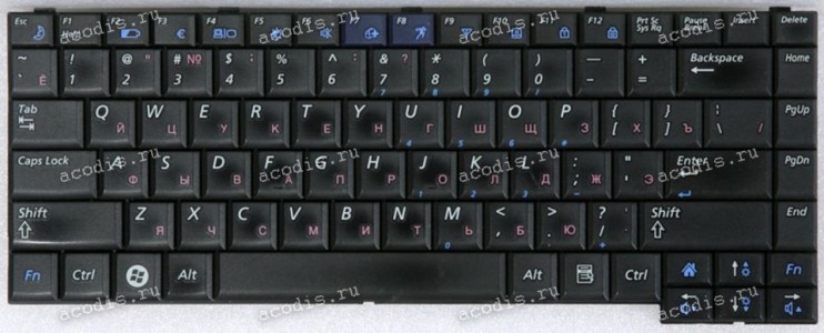 Keyboard Samsung NP-P510, P560, R39, R40, R58, R58+, R60, R60+, R70, R408, R458, R510, R560 (Black/Matte/RUO) чёрн. рус.