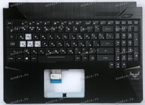 Keyboard Asus FX505DT-1A чёрная матовая, русифицированная (90NR02D1-R31RU2, 13N1-5JA0802)+Topcase