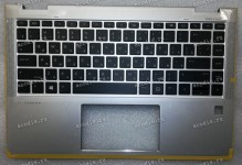 Keyboard HP EliteBook x360 1040 G6 (L66881-251, 6070B1611001, 6037B0159022, 2H-BAZRUI64311)+Topcase чёрная матовая в серебристом топкейсе русифицированная с подсветкой SPS-TOP CVR W/KB BL PVCY RUSS