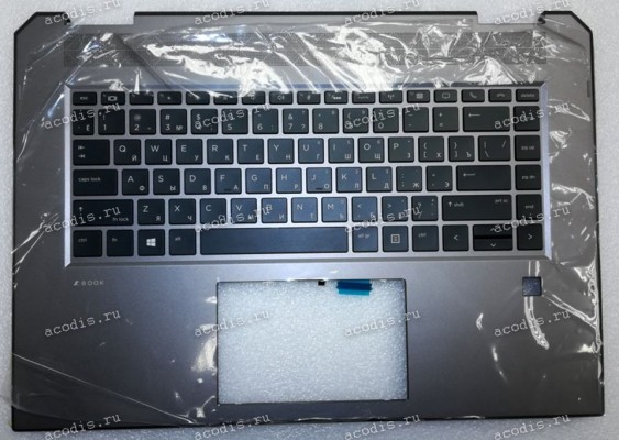 Keyboard HP Zbook Studio x360 G5, G6 (L34210-251, L35322-251, SG-91600-XXA, SN6173BL, SIKA EXW170010912003C) русифицированная чёрная матовая в тёмно-серебристом топкейсе с подсветкой