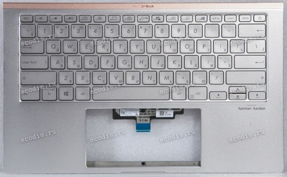 Keyboard Asus UX434FL-2S серебристая русифицированная (90NB0MP6-R31RU0, 13N1-94A0A11)+Topcase