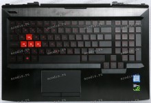 Keyboard HP Omen 15-ce008ur 1ZB02EA#ACB TPN-Q194 чёрный с красным, русифицированная (DJM46G3ATATP20, 862398-850, G3A AD000G3A000, DFEAEG3A700010745N0K0, 9Z.NEABQ.00R, NSK-XG0BQ) + Topcase Original с разбора