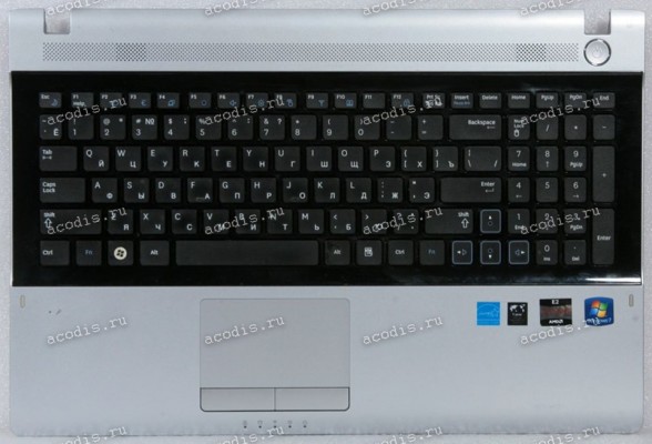 Keyboard Samsung NP-RV515-S06RU черная матовая c чёрной рамкой и серебристым топкейсом, русифицированная (BA75-02862C, CNBA5902941C, BA59-02941C)+ Topcase