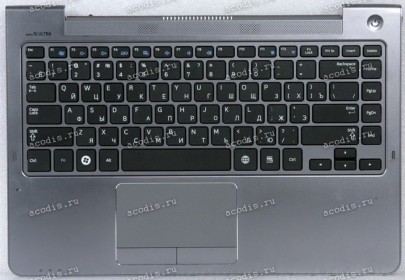 Keyboard Samsung NP530U4C-S01RU чёрная на сером, русифицированная (BA75-04038M, CNBA5903382A, BA59-03382A) + Topcase