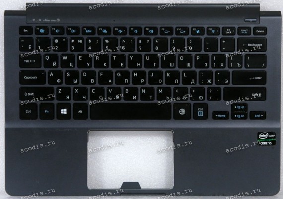 Keyboard Samsung NP900X3C чёрная на сером, русифицированная (BA61-01705, CNBA5903593C, BA59-03593C) +Topcase