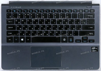 Keyboard Samsung NP900X3C чёрная на сером, русифицированная (BA61-01705, CNBA5903593C, BA59-03593C) +Topcase