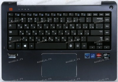 Keyboard Sаmsung NР530U4Е, NР540U4E чёрная на тёмно-синем, русифицированная (BА75-04645C, ВА59-03675C, CNВА5903675C)+Topcase