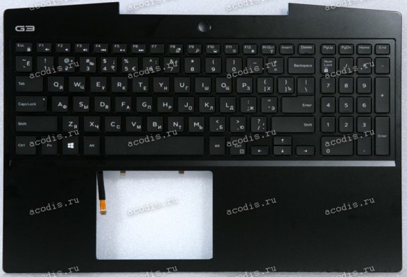Keyboard Dell G3 15-3590, G315-1574, G315-6527, G3 3590-15 чёрная в чёрном топкейсе с подсветкой (CN-0P0NG7-YUS00-14T-3286-A00, WSSE5-BWU01-001C0, 460.0H703.0022, CN-0N4JVD-WSC00-22N-001O-A00, 38659916, 46M.0H7CS.0033, CN-0W2VM0-18566-15O-039T-A00, CN-0GG