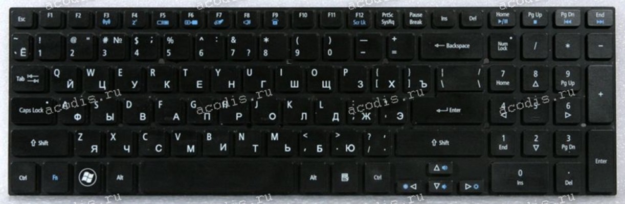 Keyboard Acer Aspire Ethos 5951G чёрная матовая, русифицированная (AEZYG700010, V125746AS1, 9ZN6KLR00)