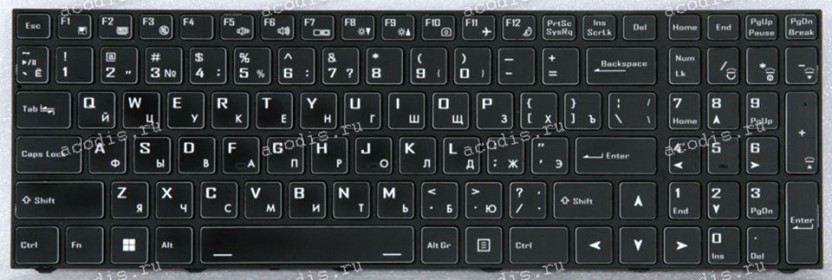 Keyboard Clevo PB50, PB70, Machenike L17 I512500h, T58, S15-i512450H, S16-I712700H, MachCreator MC-Y15i51135g7, GigaByte G5, GD, KC 15.6" (6-23-RPC50-010-102-018H9LHA03, 18H9-NEW-RF-X1, CVM18H93SU94309, CVM18H93SU9430B, 6-80-N1510-28A-1DM, 6-80-N1510-280-