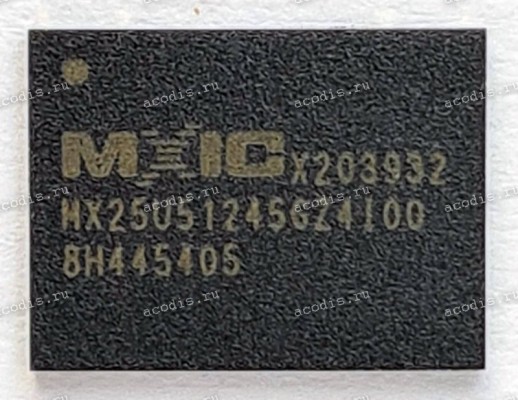 Микросхема MXIC MX25U51245GZ4I00, MX25U51245GZ4100 DTR, QPI, QUAD SPI, 64Мx8бит, 166МГц, WSON8 QFN-8 Flash Memory, Serial NOR, 512 Mbit Микросхема MXIC MX25U51245GZ4I00, MX25U51245GZ4100 DTR, QPI, QUAD SPI, 64Мx8бит, 166МГц, WSON8 QFN-8 Flash Memory, Serial NOR, 512 Mbit
